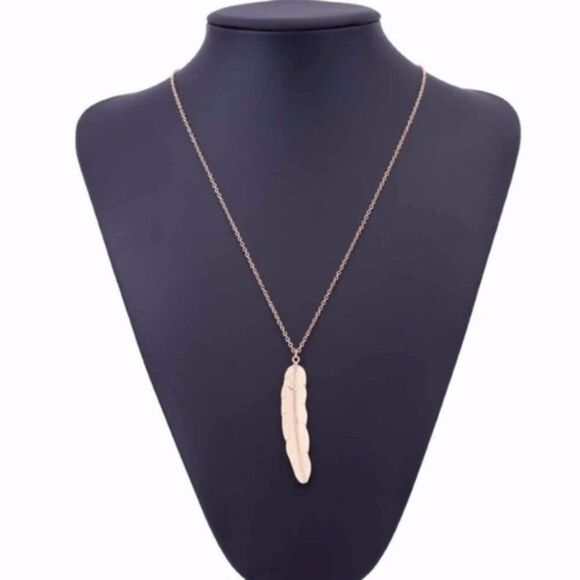 5/$25 Feather Pendant Long Chain Necklace - Picture 4 of 7